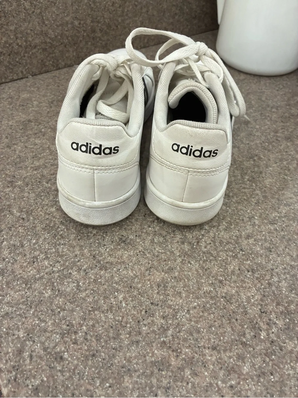 adidas Kids White Sneakers with Black Stripes Unisex